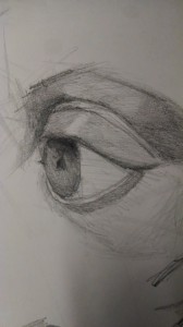 Sketch of an eye by student/artist Julie Holmes at Studio Incamminati