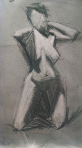 A gesture drawing that shows I'm starting to see geometric forms by Julie Holmes Studio Incamminati art student Philadelphia PA