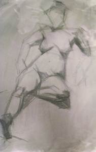 Gesture drawing in charcoal on paper by Julie Holmes, Art student at Studio Incamminati in Philadelphia PA