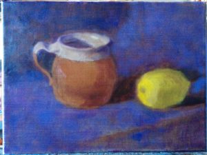 Still Life start oil on linen by Julie Dyer Holmes