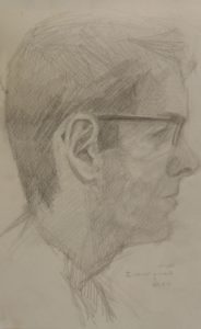 Drawing of David Holmes by Julie Dyer Holmes, fine artist