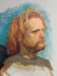 2-day portrait painting of seasonal work aka modern day jesus by Julie Dyer Holmes, Fine Artist