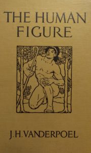 The cover of the book entitled the Human Figure by John H Vanderpoel on display at the Vanderpoel Museum in Chicago IL