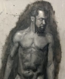 Endurance and punctuality prevail in the 4 week effort to paint model/musician "Brad" by Julie Dyer Holmes Raleigh NC based painter studying at Studio Incamminati Philadelphia PA