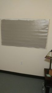 Toned oil-primed linen drying in Julie Dyer Holmes' apartment in Philadelphia PA