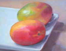 SOLD! Two Mangoes on a Plate Still Life Painting