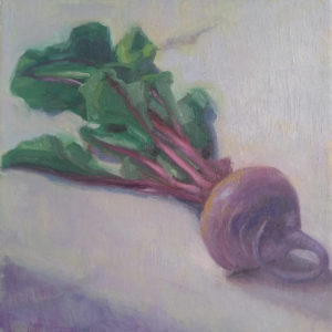 The Power of Beets 8x8 oil on canvas painting by Julie Dyer Holmes