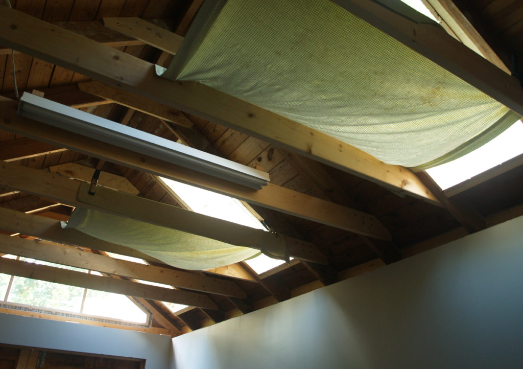 East facing skylights in the studio of Julie Dyer Holmes in Raleigh NC