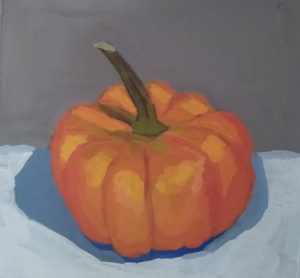 Orange pumpkin gouache painting by Julie Dyer Holmes in Raleigh NC