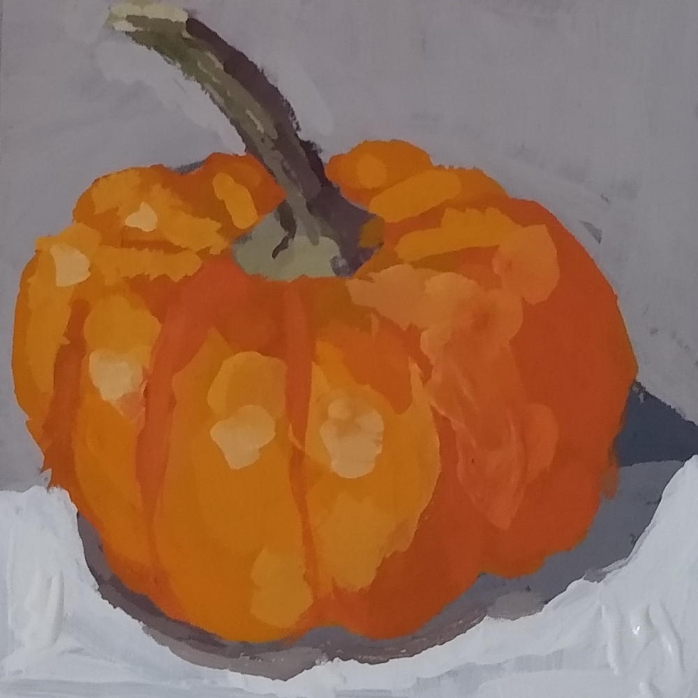 Pumpkin - Usual suspect for October gouache painting by Julie Dyer Holmes
