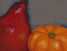 SOLD! Red Pear and Pumpkin Gouache Painting