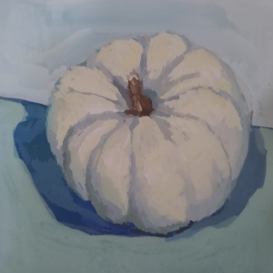 white pumpkin gouache painting by Julie Dyer Holmes in Raleigh NC