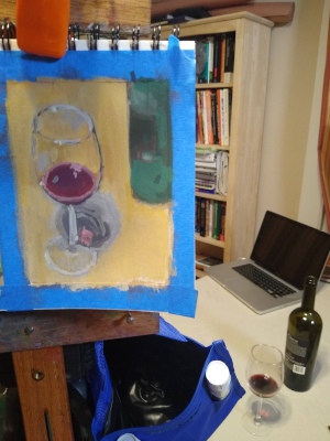 Wine time Gouache Study by Julie Dyer Holmes in Raleigh, NC