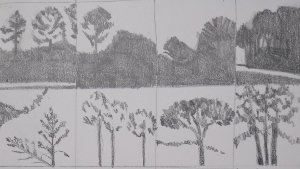 Landscape notan drawings by Julie Dyer Holmes March 2021