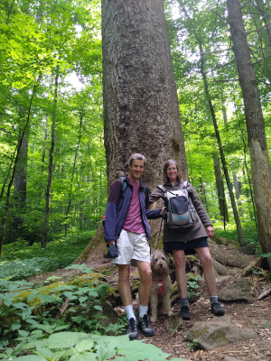 David Chloe me and Oppie Kitty in front of a 350 year old Tulip Poplar tree in Joyce Kilmer Forest NC