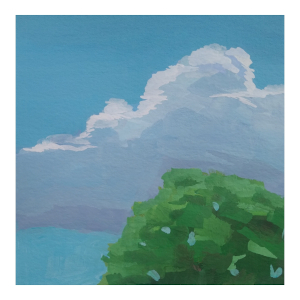 Clouds 6x6 inch gouache painting on cold press paper by Julie Dyer Holmes 300