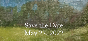 Save the date 6x3 inch color sketch on canvas paper by Julie Dyer Holmes Save the date for gallery opening of Ellen Gamble and Julie Dyer Holmes on 5-27-22 at The Apple Gallery and Artsplace in Danbury, NC