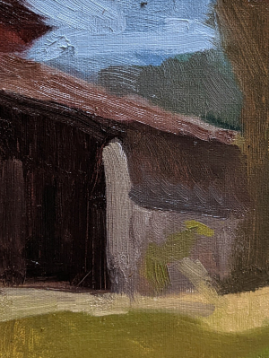 Old Barn painting by Julie Dyer Holmes corrected by Josh Clare 3-26-22 Wendell NC