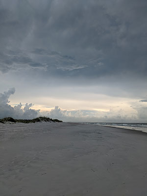 Shabby-chic-stormy skies at the beach