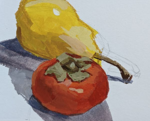 Part-Two-Pear-and-Persimmon-painting-4-SFW-by-Julie-Dyer-Holmes