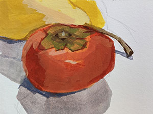 Pear and Persimmon painting 1