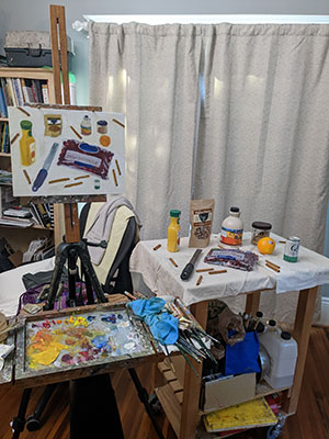 The set up of this week's painting in Julie Dyer Holmes' studio in Raleigh NC