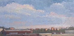 Downtown Raleigh View 6x12 in oil painting on panel by Julie Dyer Holmes