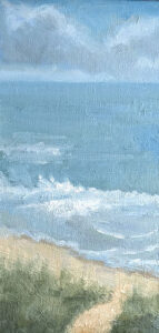 Cerulean Sea and Sky at Topsail SFW-oil-painting-on-panel-by-Julie-Dyer-Holmes