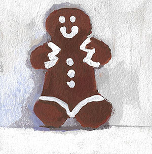 Gingerbread-Goodness-4x4-inch-gouache-painting-on-paper-by-Julie-Dyer-Holmes