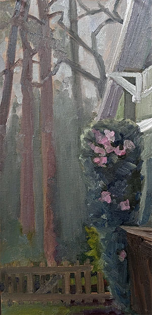 Camellias-and-Curiosity-oil-painting-on-panel-6x12-inches-by-Julie-Dyer-Holmes